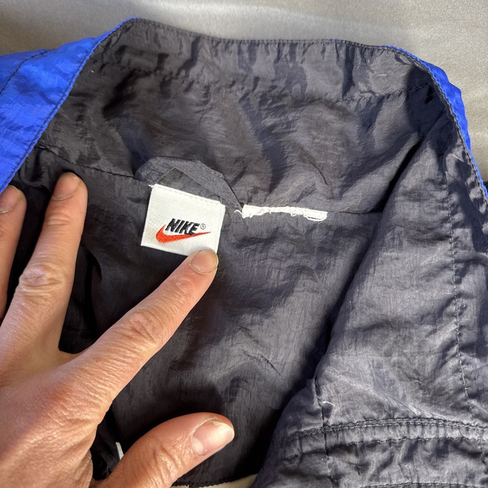 VINTAGE Nike Track Jacket Large Blue‎ Baggy Big Swoosh Windbreaker Retro 90s* - Picture 11 of 12